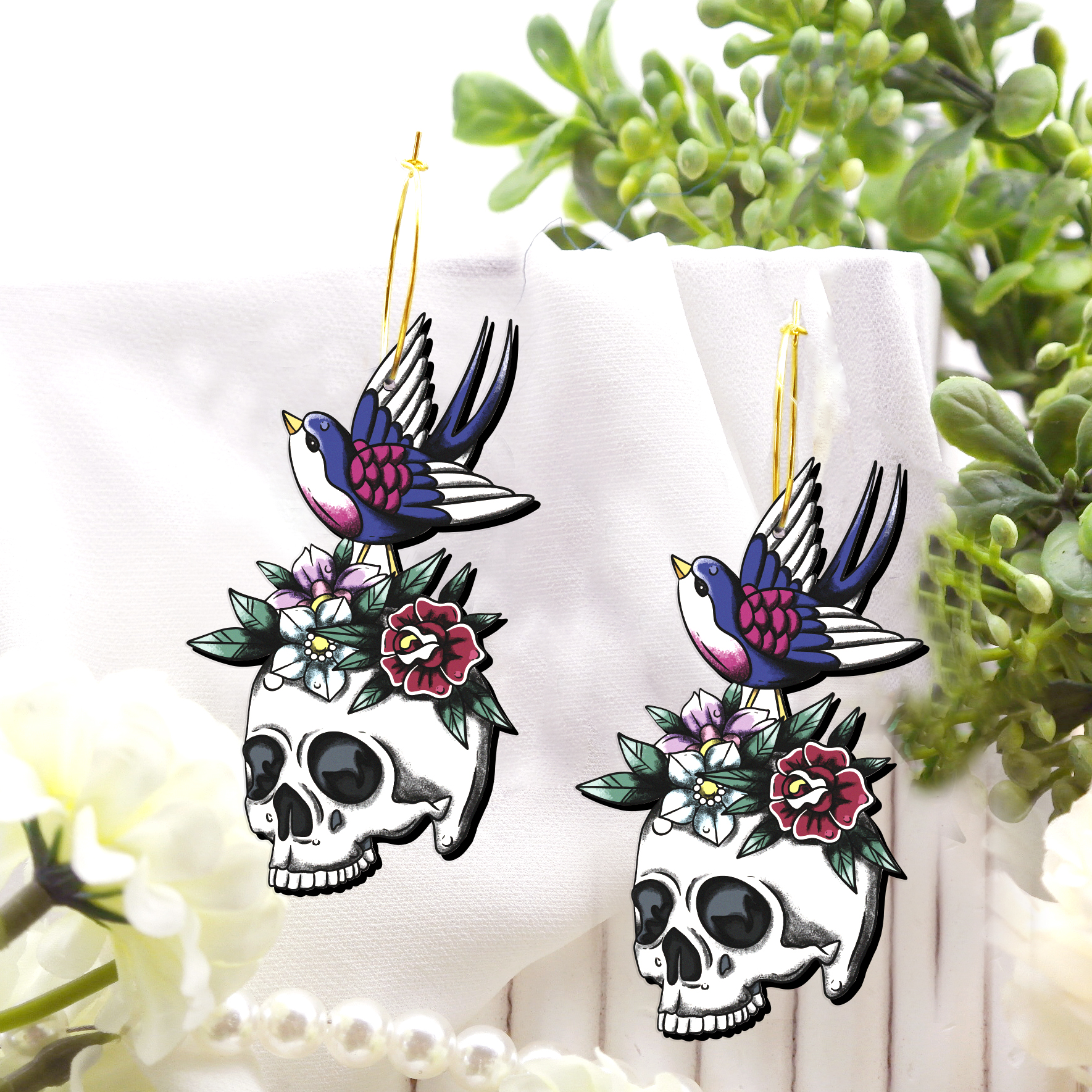 2pcs Handmade Jewelry Making Supplies Beads Cut Wooden Skull Charm For DIY Necklace Earring Brooch (WE371)