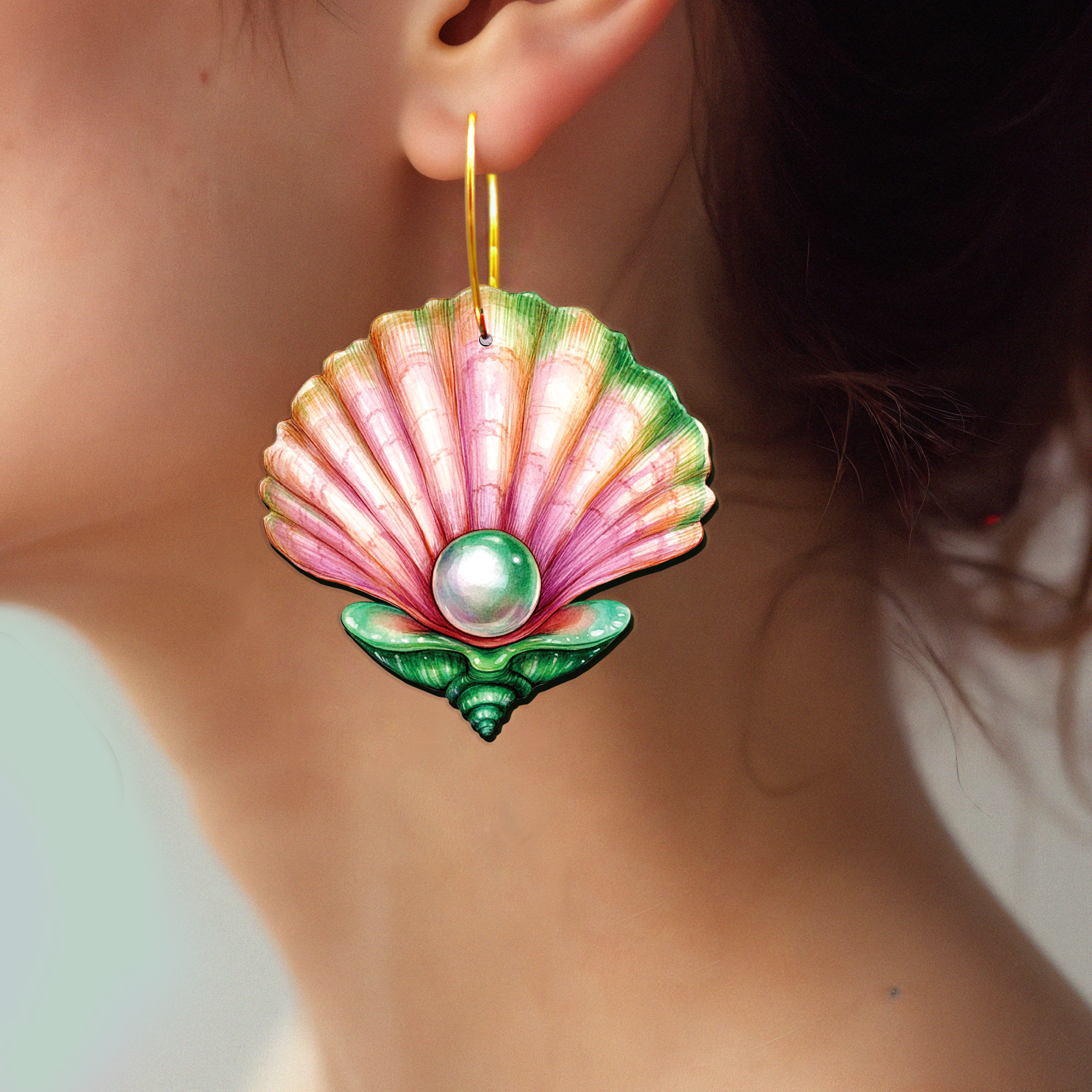 2pcs Handmade Jewelry Making Supplies Beads Cut Wooden Pearl scallops Charm For DIY Necklace Earring Brooch (WE391)
