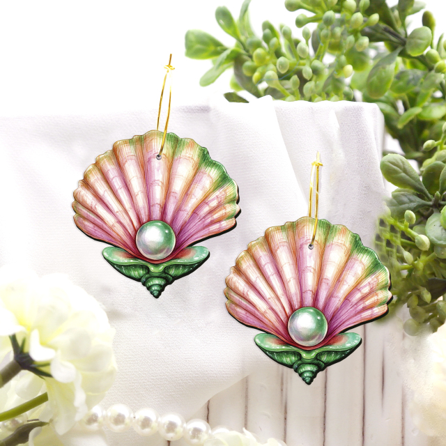 2pcs Handmade Jewelry Making Supplies Beads Cut Wooden Pearl scallops Charm For DIY Necklace Earring Brooch (WE391)