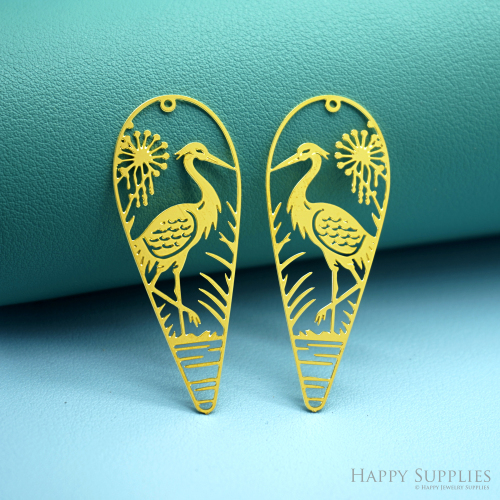 2pcs Stainless Steel Jewelry Charms, Raw Brass Charms, Crane Bird Charms, Earrings Findings, Stainless Steel Silver Jewelry Pendants, Brass Jewelry Findings, Stainless Steel Pendants Jewelry Wholesale (D2959)