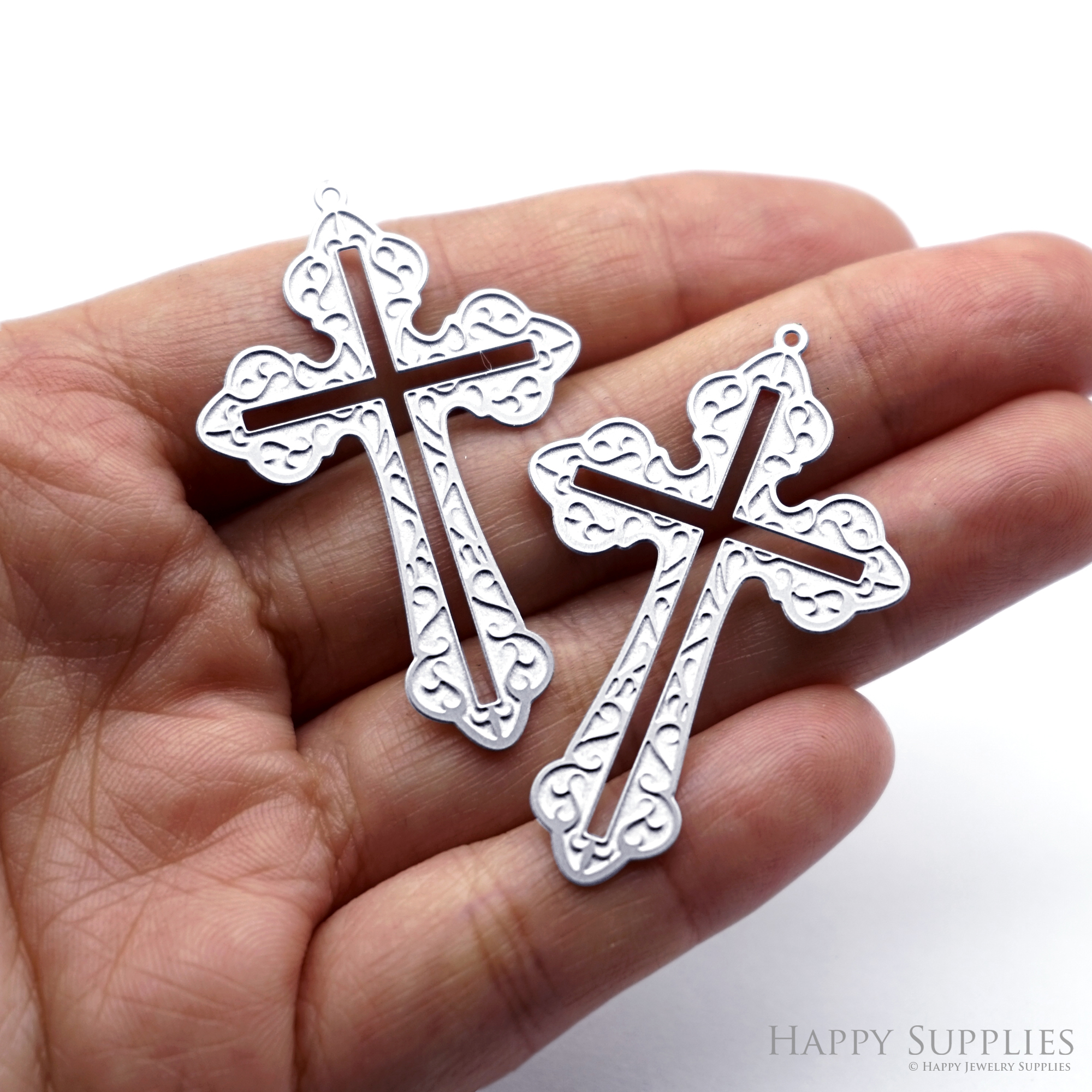 Corroded Stainless Steel Jewelry Charms, Cross Brass Charms, Earring Charms, Etched Silver Jewelry Pendants, Etched Brass Jewelry Findings, Jewelry Wholesale (SSB1057)