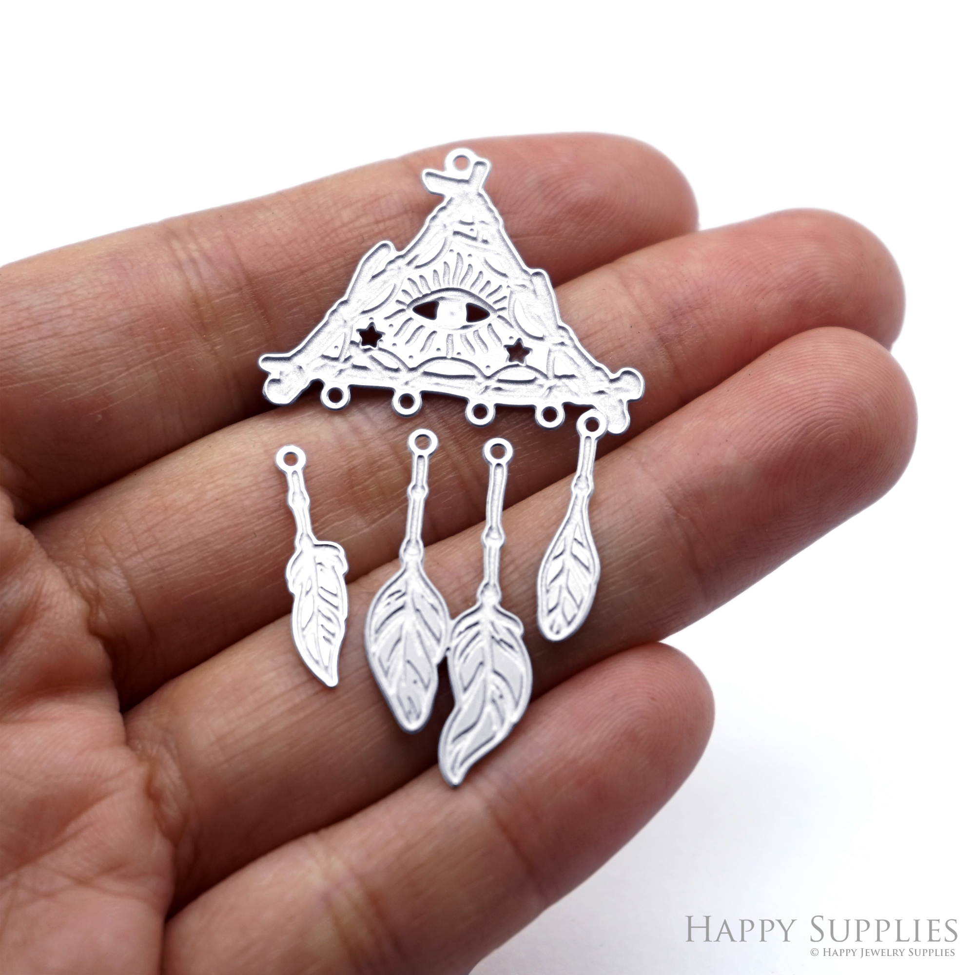 10pcs(1set) Corroded Stainless Steel Jewelry Charms, Feather Eye Brass Charms, Etched Charms, Corroded Silver Jewelry Findings, Etched Pendants Jewelry Wholesale (SSB1060)