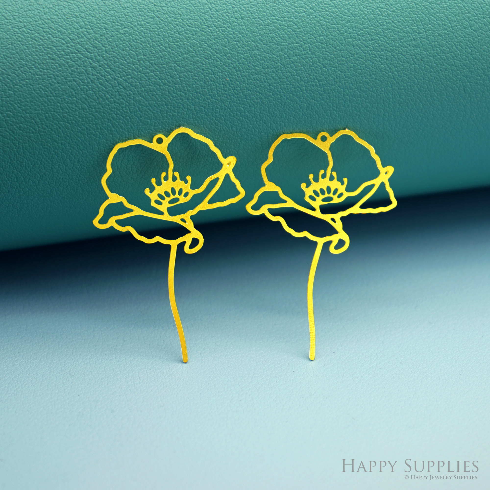 2pcs Stainless Steel Jewelry Charms, Raw Brass Charms, Poppy Flowers Charms, Earrings Findings, Stainless Steel Silver Jewelry Pendants, Brass Jewelry Findings, Stainless Steel Pendants Jewelry Wholesale (D2962)
