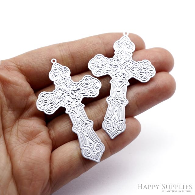 Corroded Stainless Steel Jewelry Charms, Cross Brass Charms, Earring Charms, Etched Silver Jewelry Pendants, Etched Brass Jewelry Findings, Jewelry Wholesale (SSB1056)