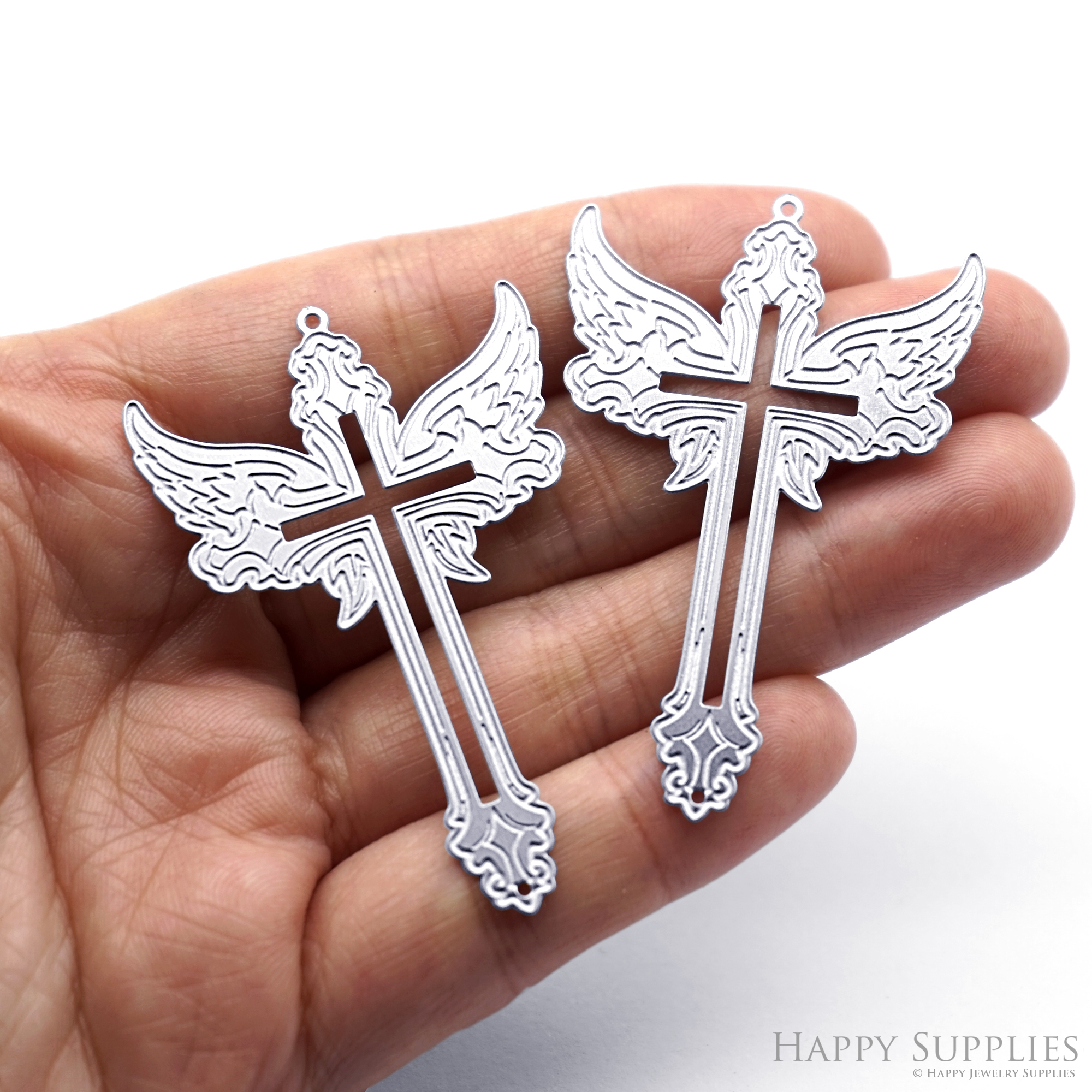 Corroded Stainless Steel Jewelry Charms, Cross Brass Charms, Earring Charms, Etched Silver Jewelry Pendants, Etched Brass Jewelry Findings, Jewelry Wholesale (SSB1049)