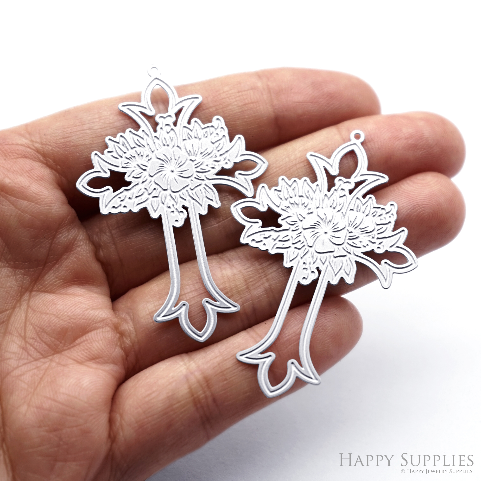 Corroded Stainless Steel Jewelry Charms, Cross Brass Charms, Earring Charms, Etched Silver Jewelry Pendants, Etched Brass Jewelry Findings, Jewelry Wholesale (SSB1058)
