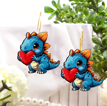 2pcs Handmade Jewelry Making Supplies Beads Cut Wooden Dinosaur Charm For DIY Necklace Earring Brooch (WE310)
