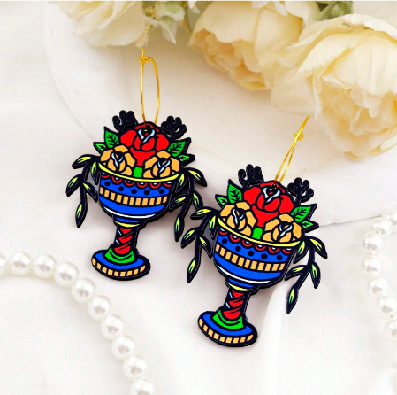 2pcs Handmade Jewelry Making Supplies Beads Cut Wooden Flower Pot Charm For DIY Necklace Earring Brooch (WE274)
