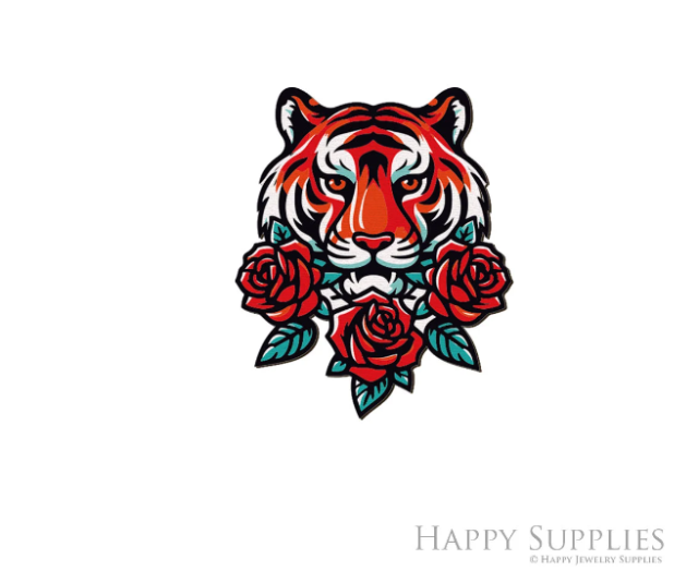 2pcs Handmade Jewelry Making Supplies Beads Cut Wooden Tiger Charm For DIY Necklace Earring Brooch (CW1001)