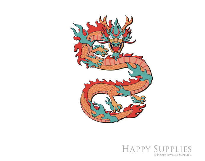 2pcs Handmade Jewelry Making Supplies Beads Cut Wooden Dragon Charm For DIY Necklace Earring Brooch (CW1008)