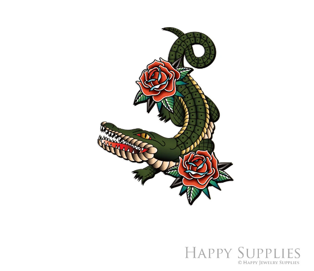 2pcs Handmade Jewelry Making Supplies Beads Cut Wooden Crocodile Charm For DIY Necklace Earring Brooch (CW1017)