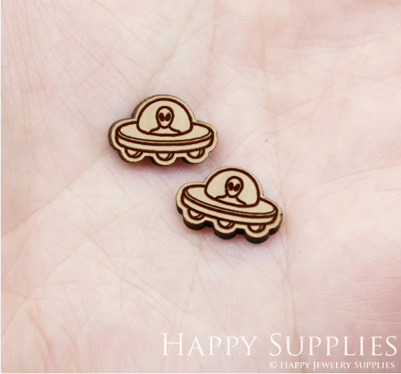 4pcs Handmade Jewelry Making Supplies Wooden Charm, DIY Necklace Earrings Brooch, Laser Cut Wooden Charms, Mini Wooden Charms (SWN263)