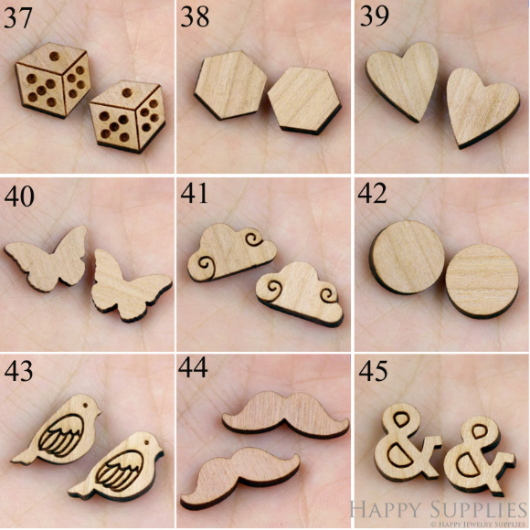 4pcs Handmade Jewelry Making Supplies Wooden Charm, DIY Necklace Earrings Brooch, Laser Cut Wooden Charms, Mini Wooden Charms (SWC37-45)