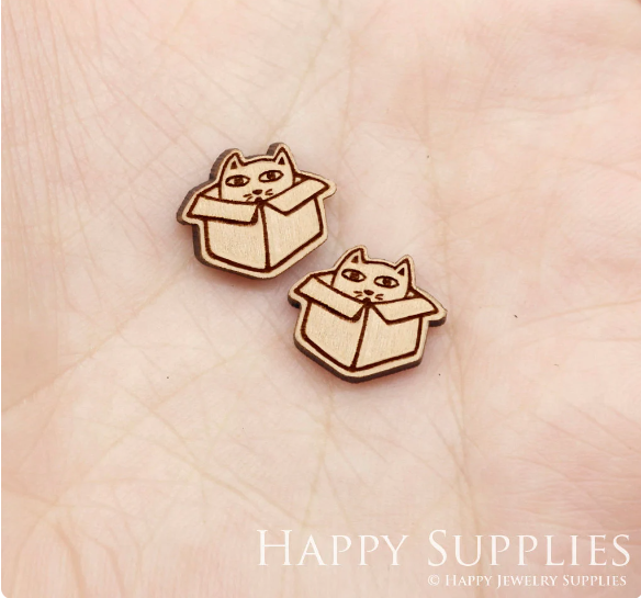 4pcs Handmade Jewelry Making Supplies Wooden Charm, DIY Necklace Earrings Brooch, Laser Cut Wooden Charms, Mini Wooden Charms (SWN281)