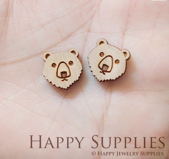 4pcs Handmade Jewelry Making Supplies Wooden Charm, DIY Necklace Earrings Brooch, Laser Cut Wooden Charms, Mini Wooden Charms (SWN164)