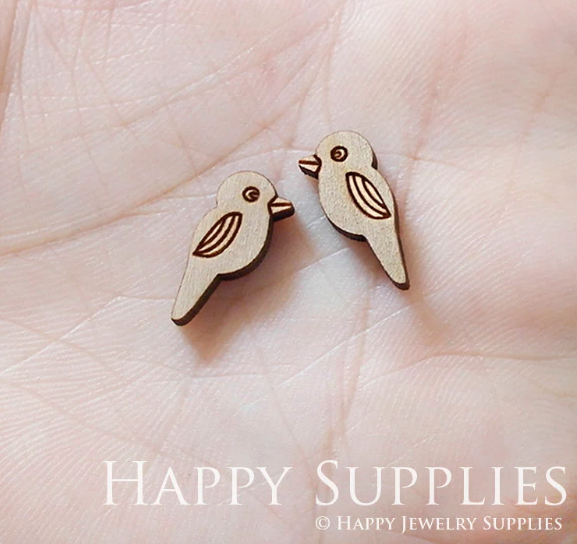 4pcs Handmade Jewelry Making Supplies Wooden Charm, DIY Necklace Earrings Brooch, Laser Cut Bird Wooden Charms, Mini Wooden Charms (SWN166)
