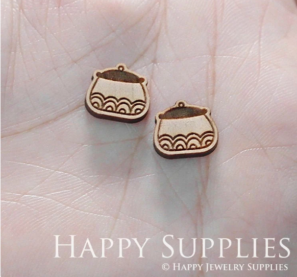 4pcs Handmade Jewelry Making Supplies Wooden Charm, DIY Necklace Earrings Brooch, Laser Cut Wooden Charms, Mini Wooden Charms (SWN169)