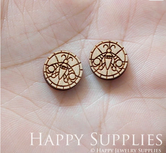 4pcs Handmade Jewelry Making Supplies Wooden Charm, DIY Necklace Earrings Brooch, Laser Cut Moth Wooden Charms, Mini Wooden Charms (SWN171)