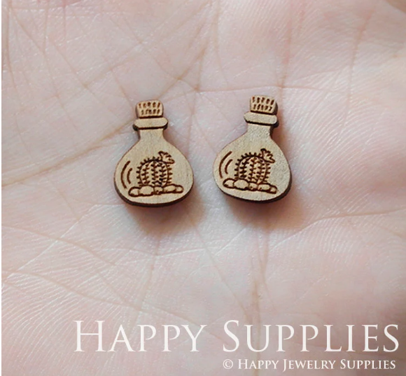 4pcs Handmade Jewelry Making Supplies Wooden Charm, DIY Necklace Earrings Brooch, Laser Cut Wooden Charms, Mini Wooden Charms (SWN174)