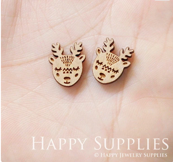 4pcs Handmade Jewelry Making Supplies Wooden Charm, DIY Necklace Earrings Brooch, Laser Cut Wooden Charms, Mini Wooden Charms (SWN183)