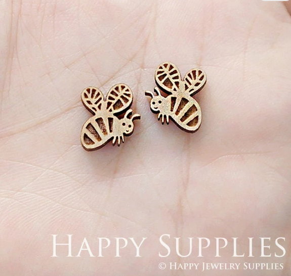 4pcs Handmade Jewelry Making Supplies Wooden Charm, DIY Necklace Earrings Brooch, Laser Cut Wooden Charms, Mini Wooden Charms (SWN184)