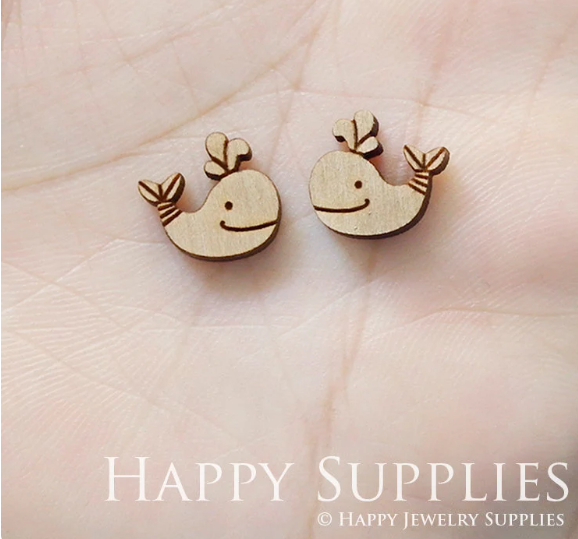 4pcs Handmade Jewelry Making Supplies Wooden Charm, DIY Necklace Earrings Brooch, Laser Cut Wooden Charms, Mini Wooden Charms (SWN190)