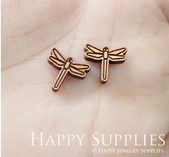 4pcs Handmade Jewelry Making Supplies Wooden Charm, DIY Necklace Earrings Brooch, Laser Cut Dragonfly Wooden Charms, Mini Wooden Charms (SWN196)