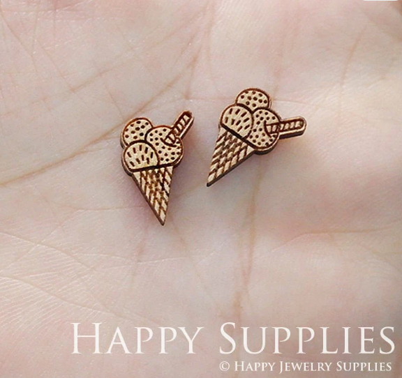 4pcs Handmade Jewelry Making Supplies Wooden Charm, DIY Necklace Earrings Brooch, Laser Cut Wooden Charms, Mini Wooden Charms (SWN197)