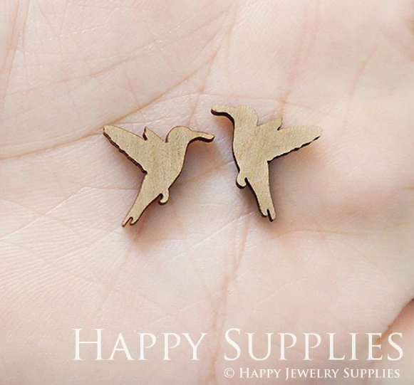 4pcs Handmade Jewelry Making Supplies Wooden Charm, DIY Necklace Earrings Brooch, Laser Cut Wooden Charms, Mini Wooden Charms (SWN199)