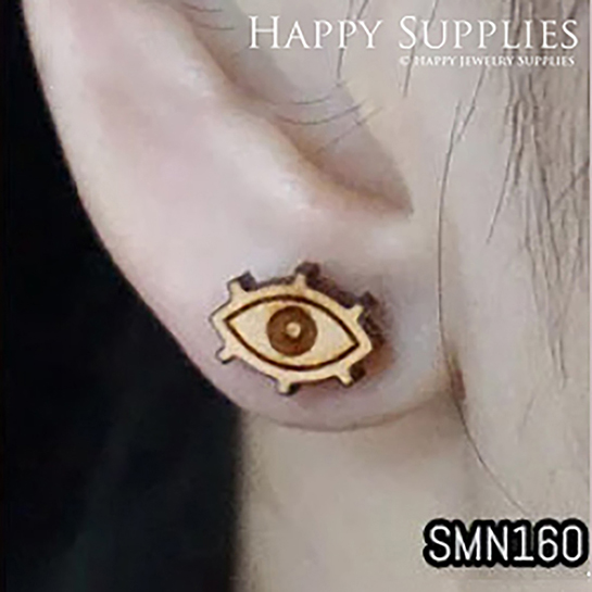 4pcs Handmade Jewelry Making Supplies Wooden Charm, DIY Necklace Earrings Brooch, Laser Cut Eye Wooden Charms, Mini Wooden Charms (SMN160)
