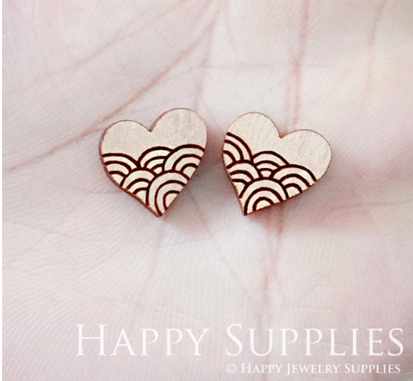 4pcs Handmade Jewelry Making Supplies Wooden Charm, DIY Necklace Earrings Brooch, Laser Cut Wooden Charms, Mini Wooden Charms (SWN233)