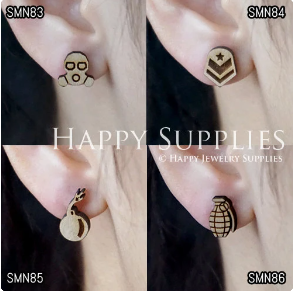 4pcs Handmade Jewelry Making Supplies Wooden Charm, DIY Necklace Earrings Brooch, Laser Cut Wooden Charms, Mini Wooden Charms (SMN83-86)
