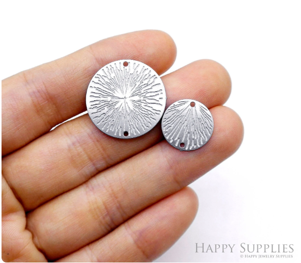 Corroded Stainless Steel Jewelry Charms, Circel Round Brass Charms, Earring Charms, Etched Silver Jewelry Pendants, Etched Brass Jewelry Findings, Jewelry Wholesale (SSB847-A)