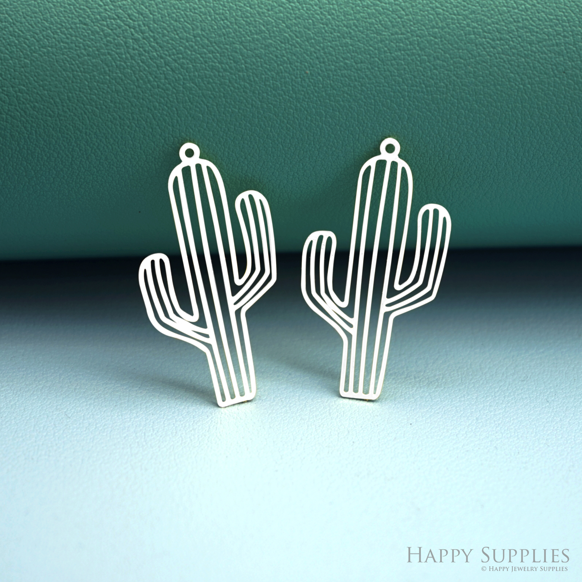 2pcs Stainless Steel Jewelry Charms, Raw Brass Charms, Cactus Charms, Earrings Findings, Stainless Steel Silver Jewelry Pendants, Brass Jewelry Findings, Stainless Steel Pendants Jewelry Wholesale (D2965)