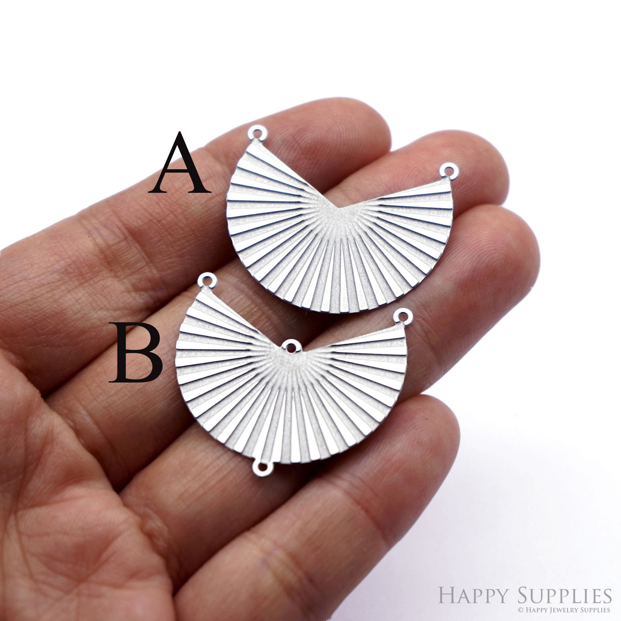 Corroded Stainless Steel Jewelry Charms, Geometric Fan Brass Charms, Earring Charms, Etched Silver Jewelry Pendants, Etched Brass Jewelry Findings, Jewelry Wholesale (SSB1051)
