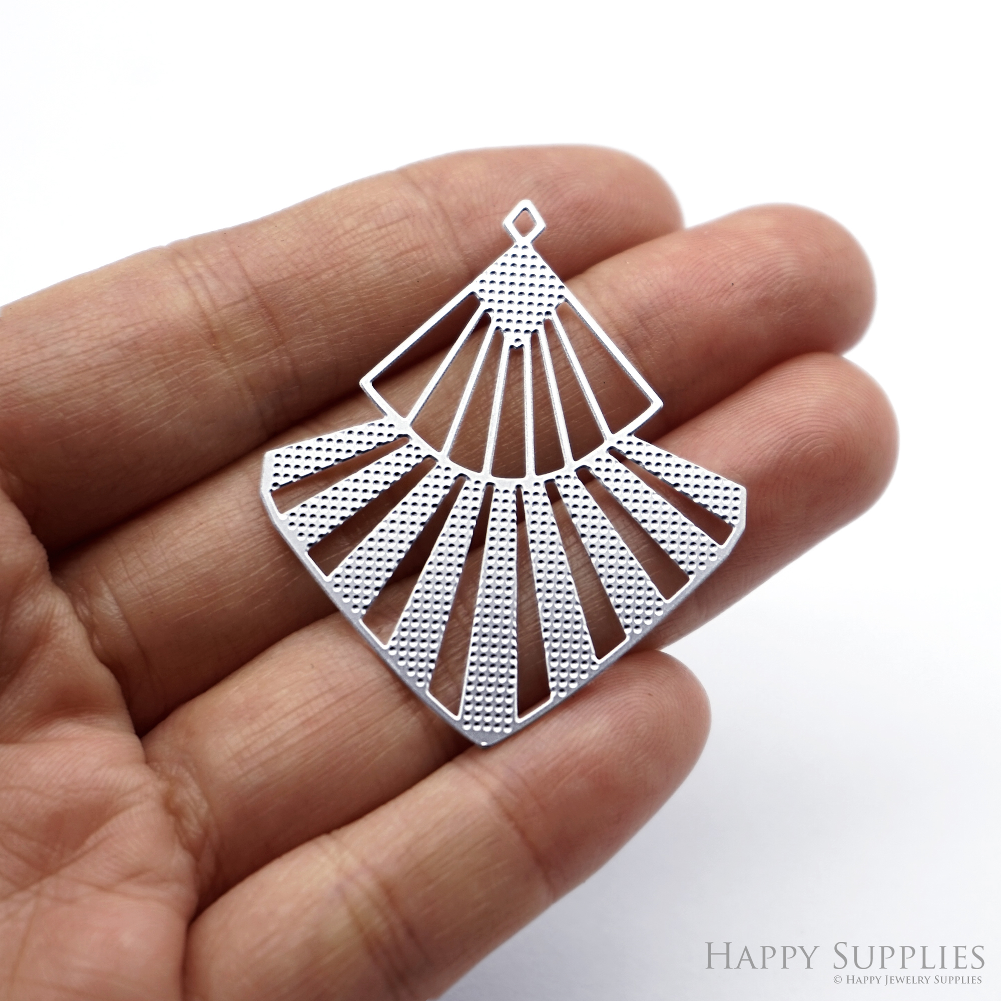 Corroded Stainless Steel Jewelry Charms, Geometric Fan Brass Charms, Earring Charms, Etched Silver Jewelry Pendants, Etched Brass Jewelry Findings, Jewelry Wholesale (SSB1048)