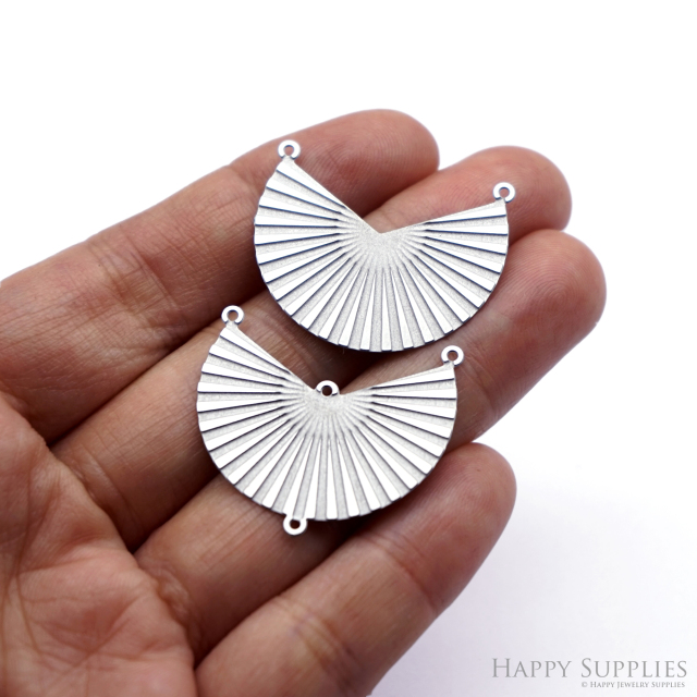 Corroded Stainless Steel Jewelry Charms, Geometric Fan Brass Charms, Earring Charms, Etched Silver Jewelry Pendants, Etched Brass Jewelry Findings, Jewelry Wholesale (SSB1051)