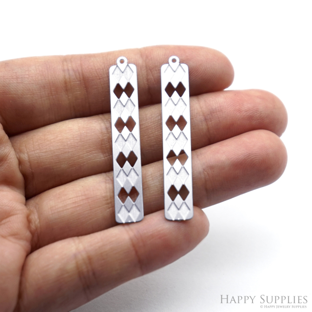 Corroded Stainless Steel Jewelry Charms, Geometric Bar Brass Charms, Earring Charms, Etched Silver Jewelry Pendants, Etched Brass Jewelry Findings, Jewelry Wholesale (SSB1053)
