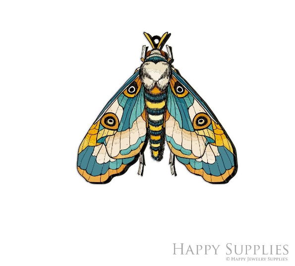 Handmade Jewelry Making Supplies Beads Cut Wooden Moth Charm For DIY Necklace Earring Brooch (CW1027)