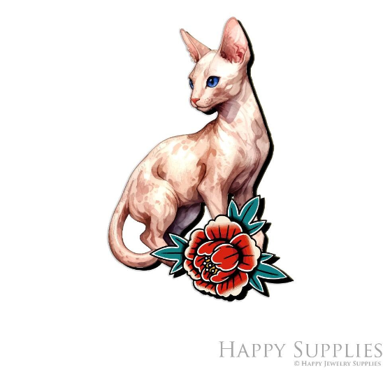 Handmade Jewelry Making Supplies Beads Cut Wooden Cat Charm For DIY Necklace Earring Brooch (CW1031)