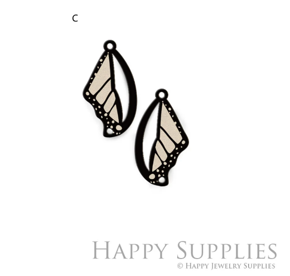 2pcs Handmade Jewelry Making Supplies Beads Cut Wooden Butterfly Wing  Charm For DIY Necklace Earring Brooch (CW904)