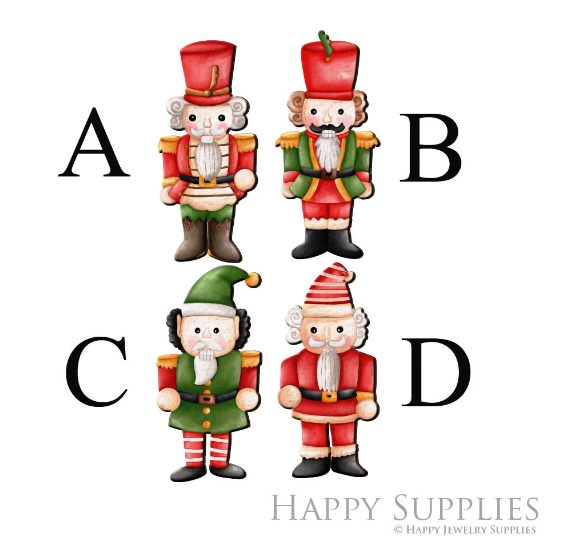 2pcs Handmade Jewelry Making Supplies Beads Cut Wooden Nutcrackers Christmas Charm For DIY Necklace Earring Brooch (CW925)