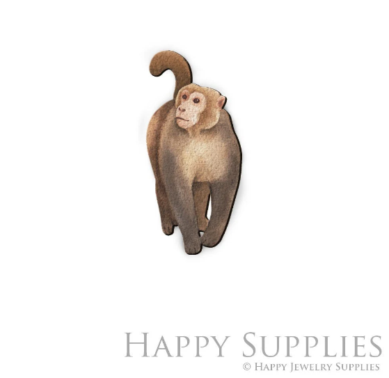 2pcs Handmade Jewelry Making Supplies Beads Cut Wooden Monkey Charm For DIY Necklace Earring Brooch (CW811)