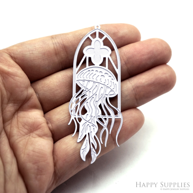 Corroded Stainless Steel Jewelry Charms, Jellyfish Brass Charms, Earring Charms, Etched Silver Jewelry Pendants, Etched Brass Jewelry Findings, Jewelry Wholesale (SSB1076)