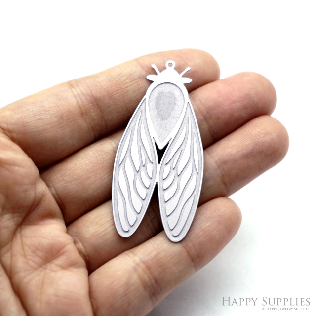Corroded Stainless Steel Jewelry Charms, Moth Brass Charms, Earring Charms, Etched Silver Jewelry Pendants, Etched Brass Jewelry Findings, Jewelry Wholesale (SSB1080)