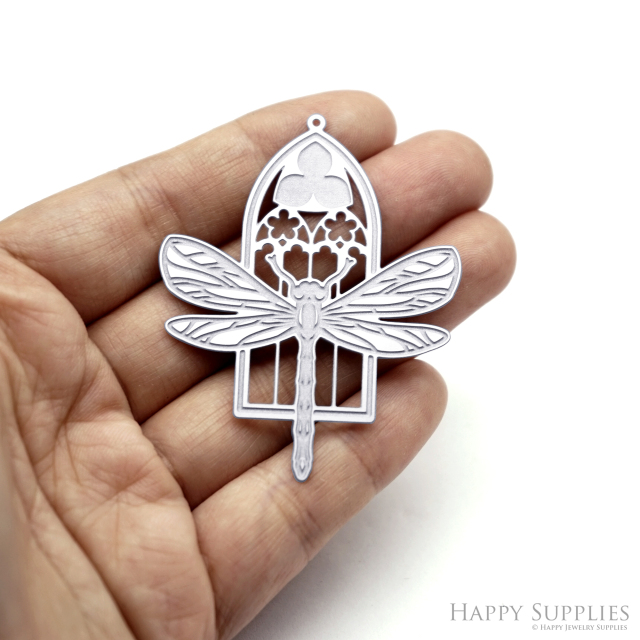 Corroded Stainless Steel Jewelry Charms, Dragonfly Brass Charms, Earring Charms, Etched Silver Jewelry Pendants, Etched Brass Jewelry Findings, Jewelry Wholesale (SSB1087)