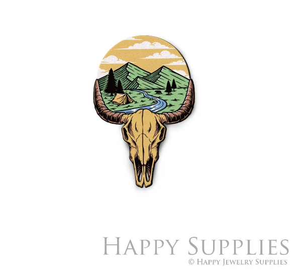 2pcs Handmade Jewelry Making Supplies Beads Cut Wooden Cow Charm For DIY Necklace Earring Brooch (CW818)