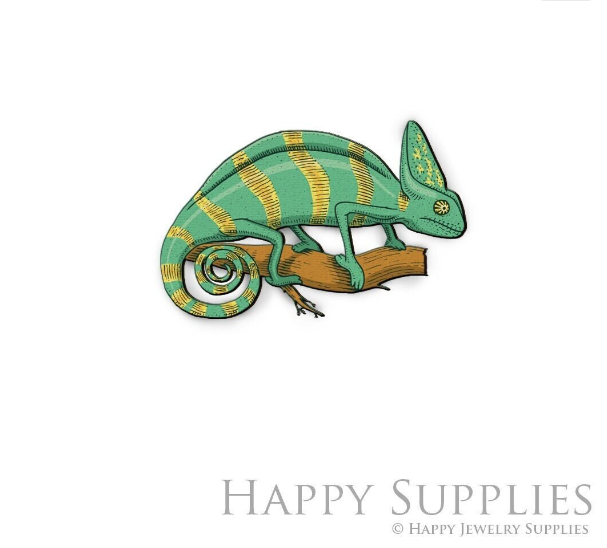 2pcs Handmade Jewelry Making Supplies Beads Cut Wooden Chameleon Charm For DIY Necklace Earring Brooch (CW821)