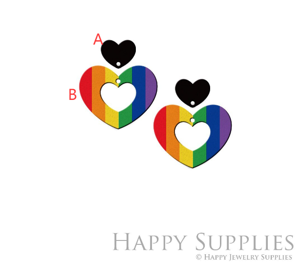 2pcs Handmade Jewelry Making Supplies Beads Cut Wooden Heart Charm For DIY Necklace Earring Brooch (CW825)