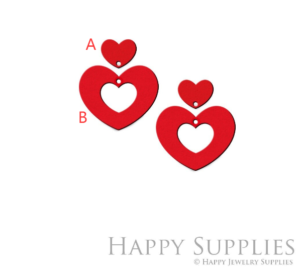 2pcs Handmade Jewelry Making Supplies Beads Cut Wooden Heart Charm For DIY Necklace Earring Brooch (CW826)